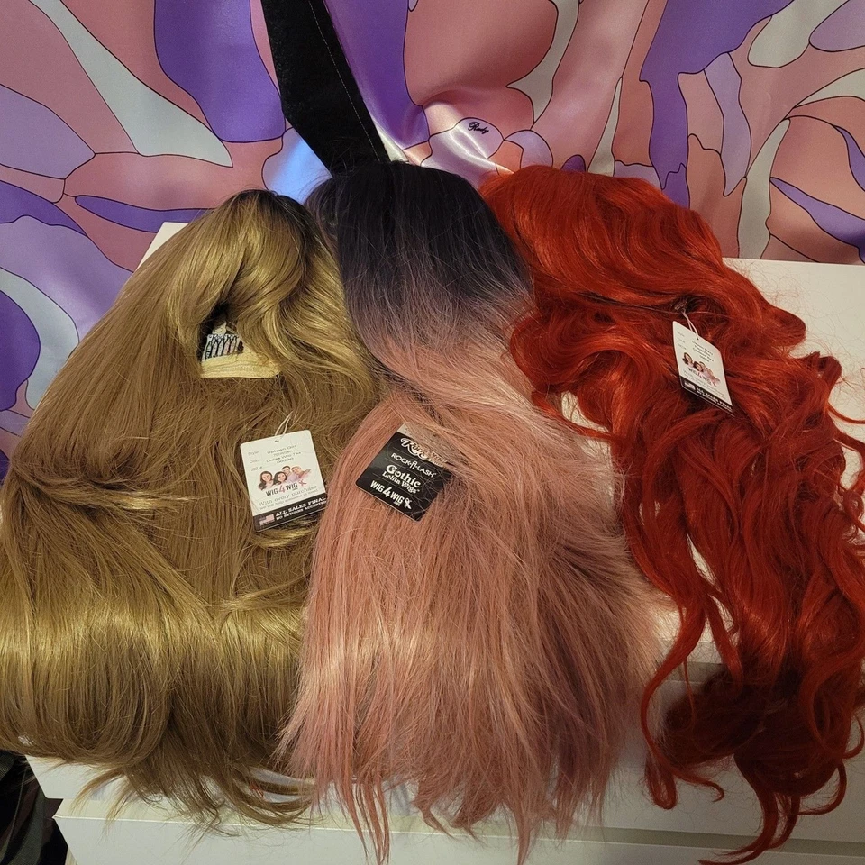 Cosplay Rockstar Wigs lot of 3 Drag Queen Costume Halloween Ariel Mermaid Disney - Image 3 of 4