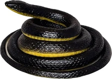 FunFamz The Original Realistic Rubber Snake Toy - Large Black Fake Snake Prank, 