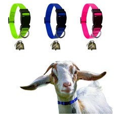 Goat Collars with Bell 3 Pack Adjustable Nylon Collar Set blue, red, green