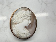 Fine Antique Carved Cameo Pin with Thick 14k gold Frame