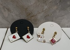 Alice In Wonderland Charm Set of Two Handmade Earrings Disney Inspired Gift New