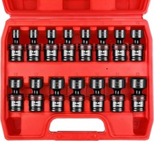 15pcs 38 Drive Impact Socket Set Metric 8-22mm Cr-mo Wobble Swivel Sockets
