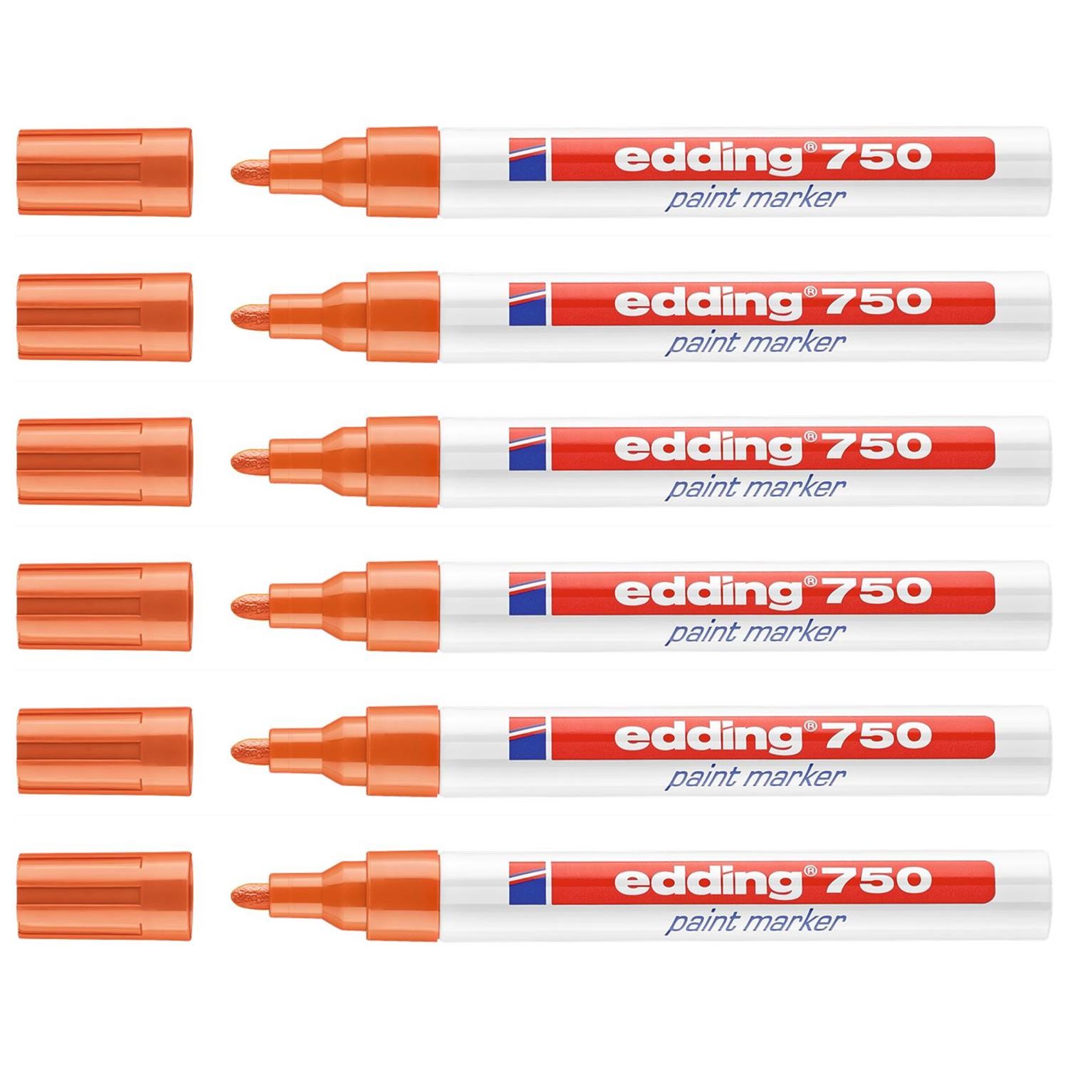 Marqueur edding 750 orange pointe moyenne pour écrire lisiblement sur le métal noir