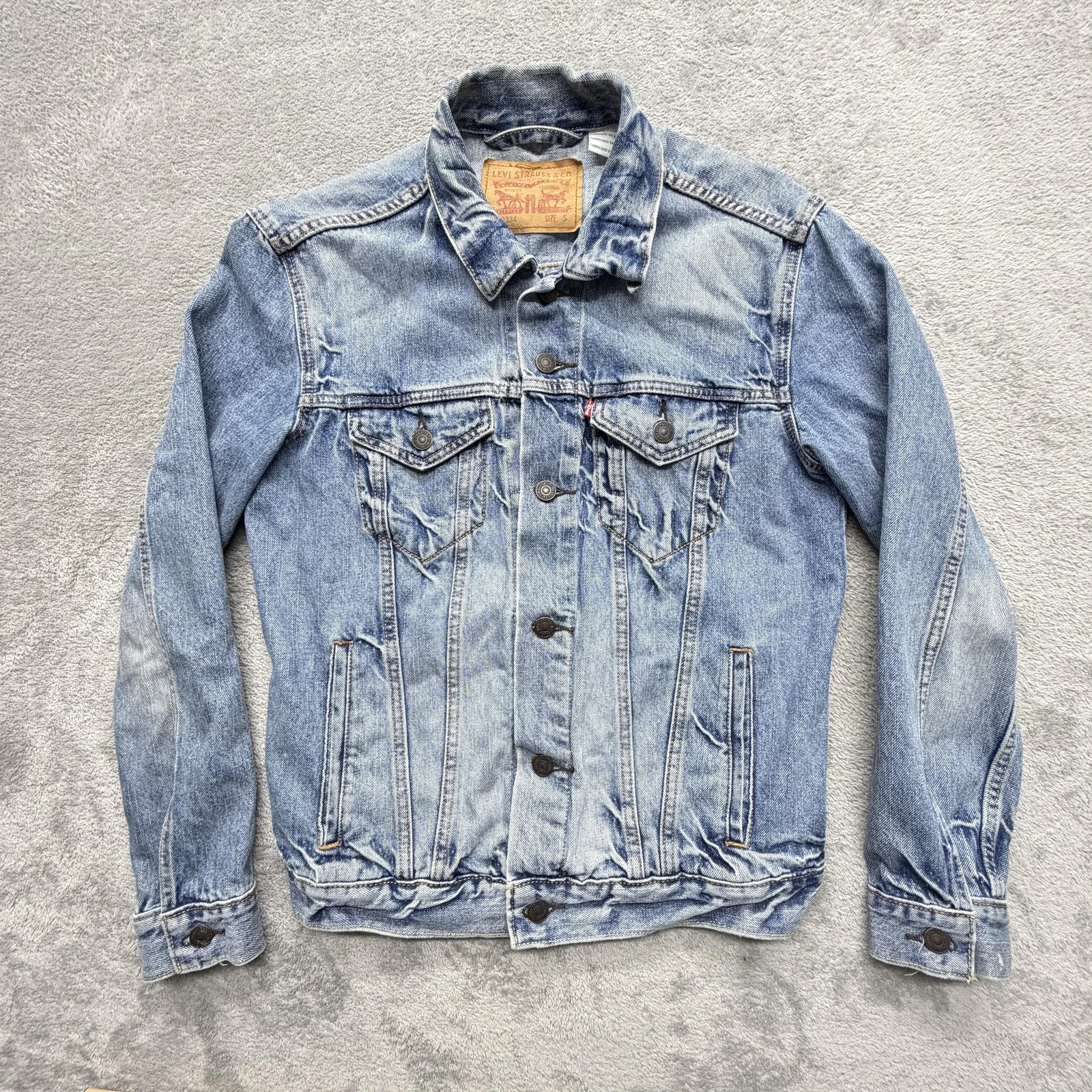 Levi Strauss & Co. Jacket Mens S Blue Denim Biker Collared Unlined Pockets