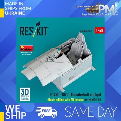Reskit RSU48-0547 1/48 P47D10/11 Thunderbolt cockpit Basic edition with 3Ddecals