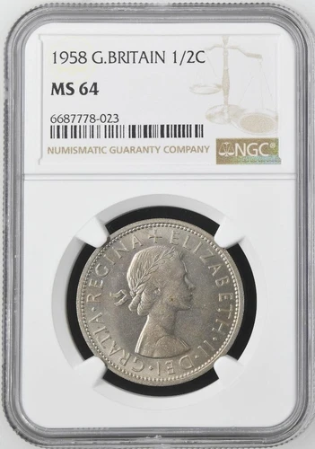 Great Britain 1/2 Crown 1958 NGC MS 64