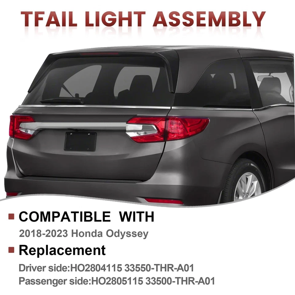 LED Tail lights Assembly Compatible with Honda Odyssey 2018-2023 OE Style Rea... - Image 2 of 4