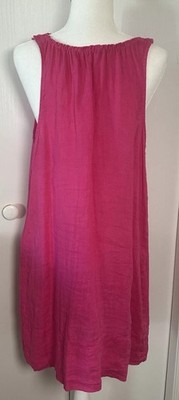 Francesca Bettina Hot Pink Sleeveless Linen Dress M Made In Italy