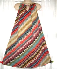 AUW JRS PLUS 2X COLORFUL A-LINE VACATION OFFICE NO IRON DRESS~LINED SUNDRESS~