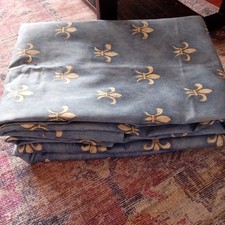 Long blue pencil pleat lined curtains 62" W x 83"  L (or 89" L *hem*