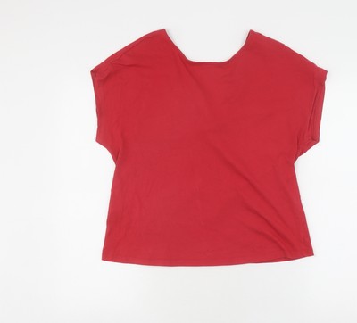 MNG Damen T-Shirt rot Bio Baumwolle, Gr. L, Freizeit Frühling Sommer Top