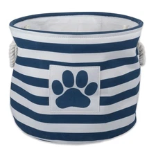 Navy Small Round Storage Basket with Handles for Home and Pet Organization