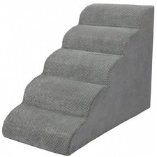 Five-Step Foam Pet Stairs with Removable Cover for Bedside Access