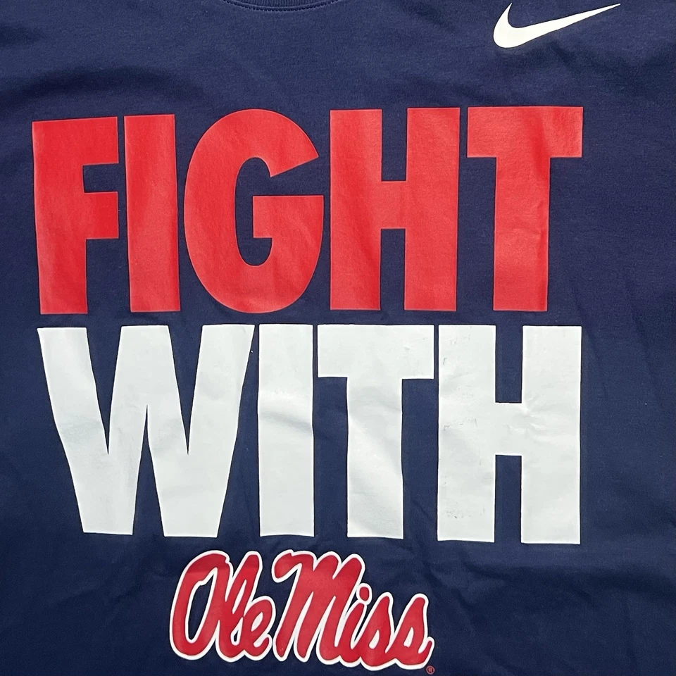 Used Nike Fight With Ole Miss Rebels Short Sleeve Navy Shirt Size XL - Image 3 of 4