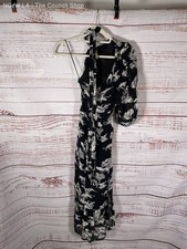 REFORMATION Freeport One Shoulder Slit Midi Dress - Black Safari Print Size 4