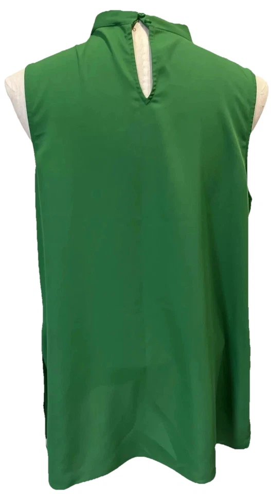 NINE WEST Women’s Sleeveless Blouse Lined Green Size Large Side Slits EUC A6 - Image 3 of 4