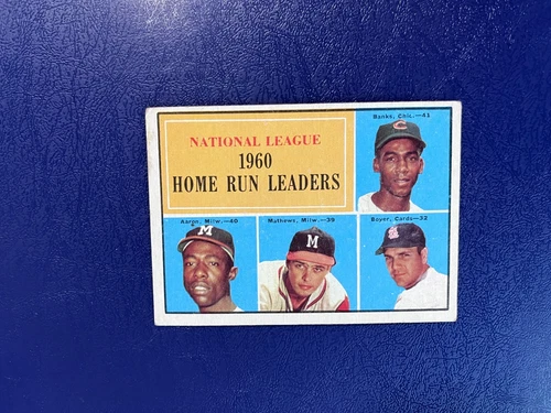 1961 Topps Baseball #43 Hank Aaron Ed Mathews Ernie Banks Boyer Home Run Leaders
