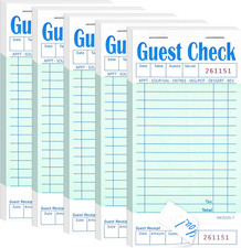 5 Pack Guest Check Books, Server Note Pads for Restaurant, Green Waiter Checkboo