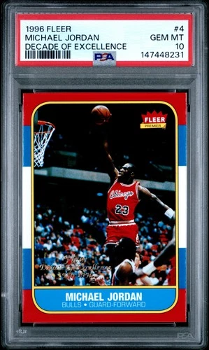 1996 FLEER DECADE OF EXCELLENCE #4 MICHAEL JORDAN PSA 10
