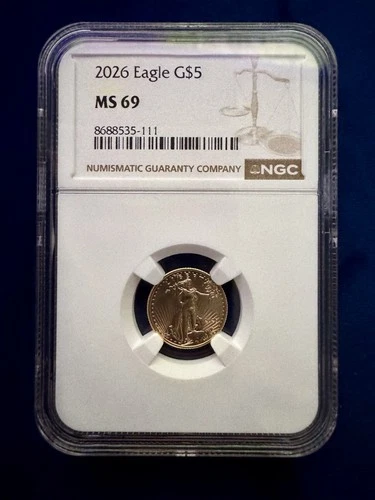 1/10 Oz Fine Gold 2026 Liberty Eagle G$5 MS69 NGC