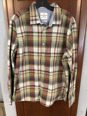 Tommy Bahama Island Modern Fit Button Down Shirt Mens Large Check Long Sleeve
