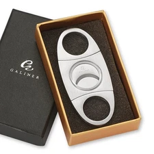 Silver Pocket Double Blade Stainless Steel Cigar Cutter Punch Scissors Gift