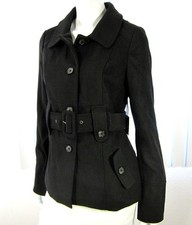 Jack Nwt Long Sleeve Jacket Outwear Size M Medium Solid Black Collared Belt