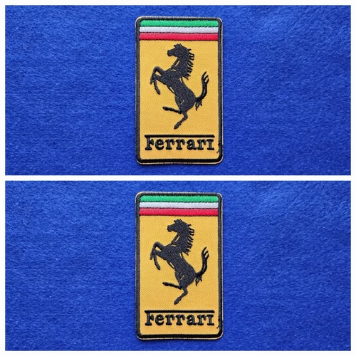 A Pair Of Motor Car Racing Patches Sew / Iron On Badges Ferrari (a)