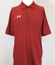 Under Armour Shirt Mens Small Burgundy Red Polo DriFit HeatGear Performance Golf