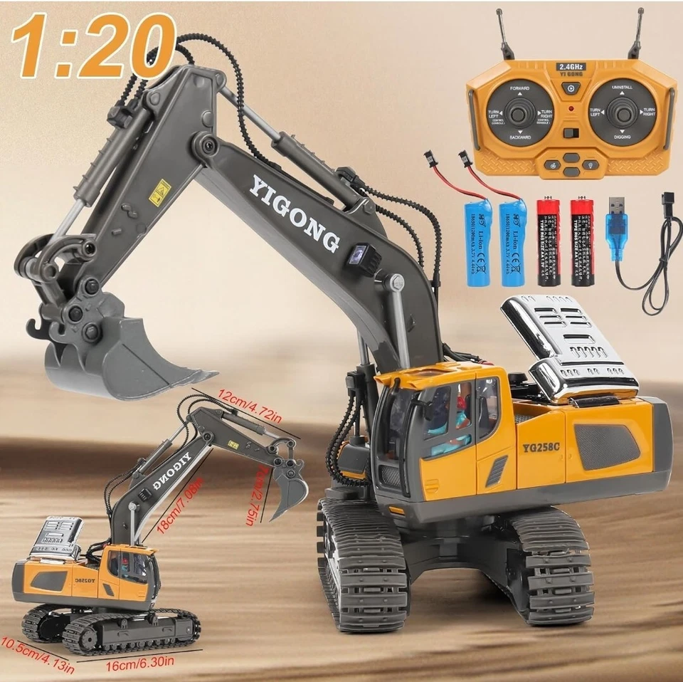 Escavatore Radiocomandato Con Luci E Suoni Scala 1:20 2.4 Ghz - Immagine 3 di 4