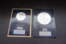 2023 50p&&pound;5 KING  CHARLES  CORONATION COINS CERTIFIED BUNC (5 x pairs) VG OFFER