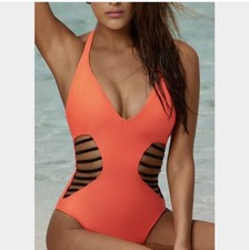 NWT Pilyq Omni Selene cutout one piece swimsuit neon orange size S