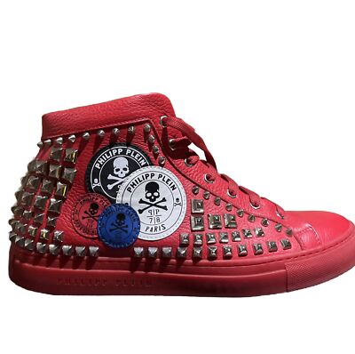 philipp plein Red Leather Sneakers