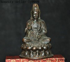 Chinese Buddhism temple bronze Kwan-Yin GuanYin goddess lotus Buddha statue
