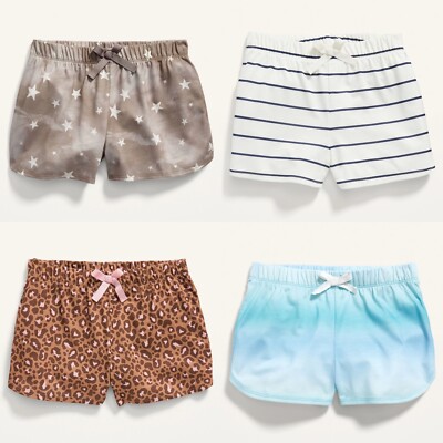 Old Navy Girls Leopard Striped Stars Jersey-Knit Pajama Shorts Size XS Small M L