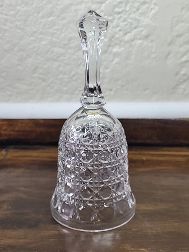 Vintage 24% Lead Crystal Federal Glass Windsor Button & Cane Pattern Clear Bell