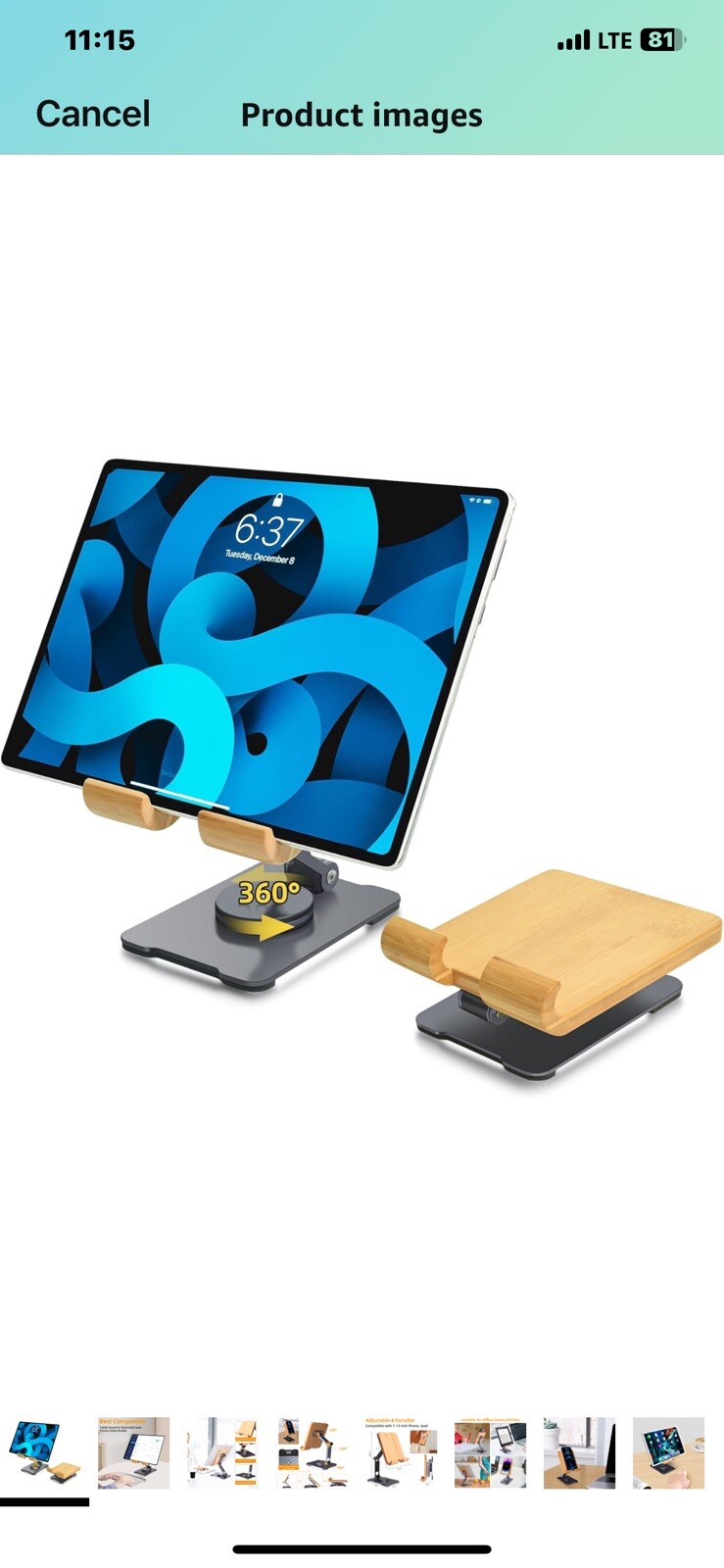 Smartphone Stand, Wooden Tablet Stand, iPad Stand, Stylish, Mobile Stand, 360-image