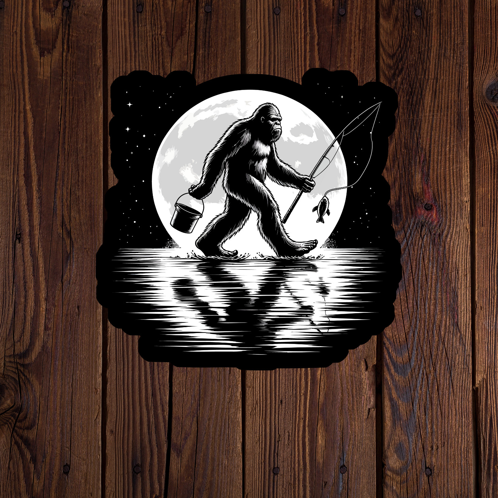 Vinyl Decal Yeti Sasquatch Laptop Scrapbook Cryptid Fishing