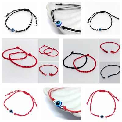 2 x handgefertigtes Kabbala rote Schnur verstellbares Armband gegen den bösen Blick Schutz