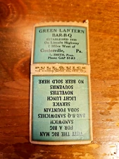 VINTAGE MATCHBOOK GREEN LANTERN BAR B Q PULL QUICK MATCH PACK