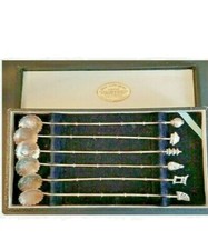 Cuillères à thé Sakai Japan en argent sterling dans sa boîte d'origine 