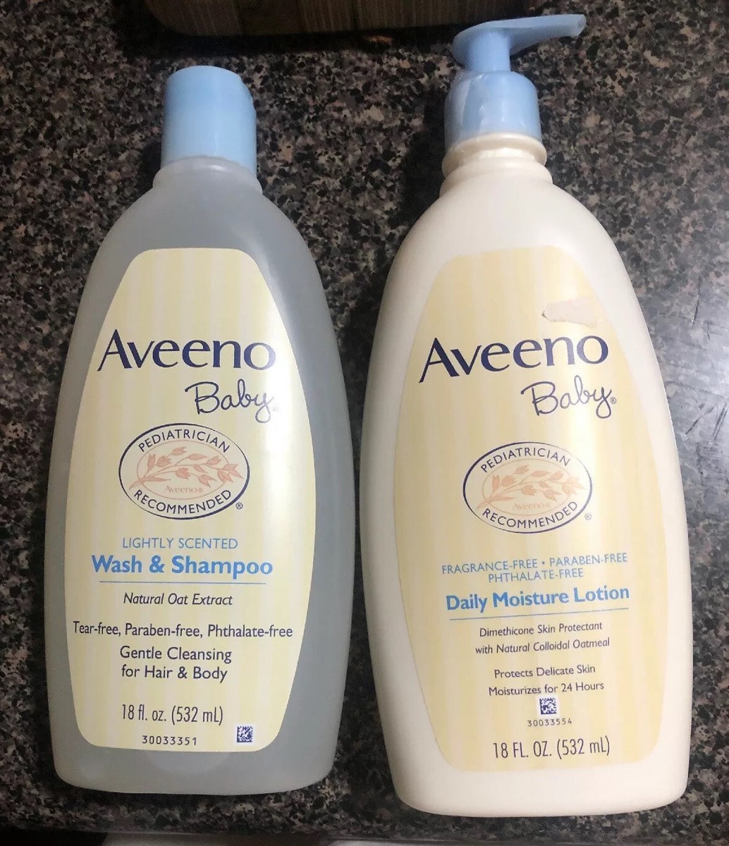 2X Brand New Aveeno Baby Wash and Shampoo Hair Body Plus Daily