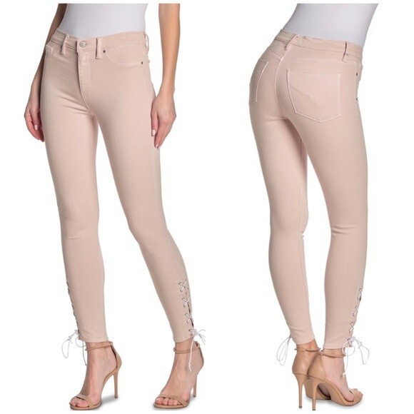 NEW NWT HUDSON BARBARA LACE UP SUPER SKINNY JEANS sz 29 DUSTY ROSE