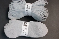 6 Pairs Men's & Women's Solid Gray Sport Low Socks Cotton 9-11 Shoe 4 -9.5