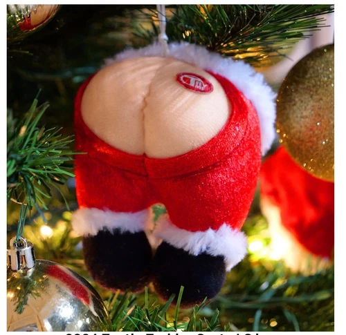 FUNNY CHRISTMAS ORNAMENTS Farting Santa Butt-Farts Deck The Halls SQUEEZE ME