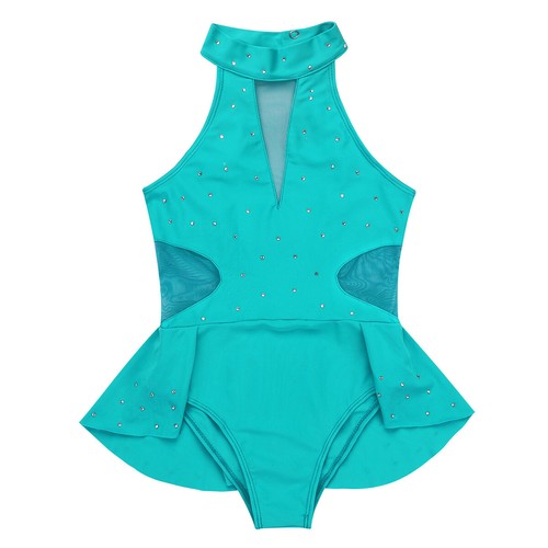 Kids Girls Ballet Dance Dress Sparkle Rhinestone Mesh Leotards Skating Costumes - Picture 34 of 52