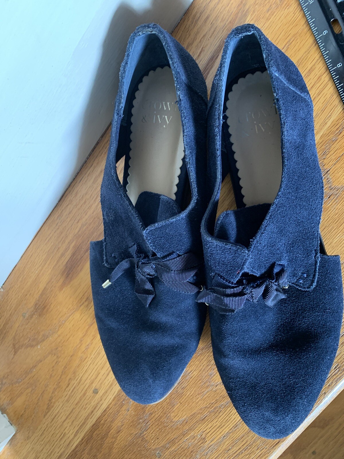 Crown & Ivy Blue Suede Oxford Shoes Size 7 Jasnina Gem