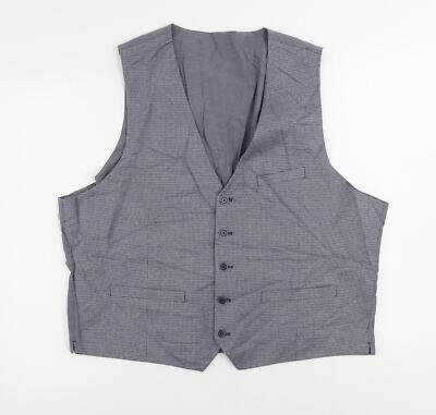 Marks and Spencer Mens Blue Geometric Polyester Jacket Suit Waistcoat Size  50 Re