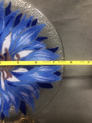 Peggy Karr ?Glass Blue Flower Plate Fused Glass 7.5” | eBay