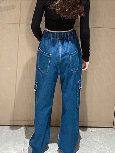 Girls Jeans Daily Wear Denim Pants Loose Trousers Wide-Leg Streetwear Birthday - Picture 8 of 21